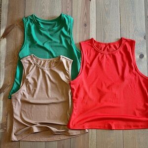 SHEIN Vibrant Tank Tops Set of 3 Red, Green, and Tan